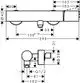 Aufputz-Brausemischer von AXOR mit verchromter Oberfläche und zwei Griffen. Technische Zeichnung mit Maßen und Anschlussdetails.